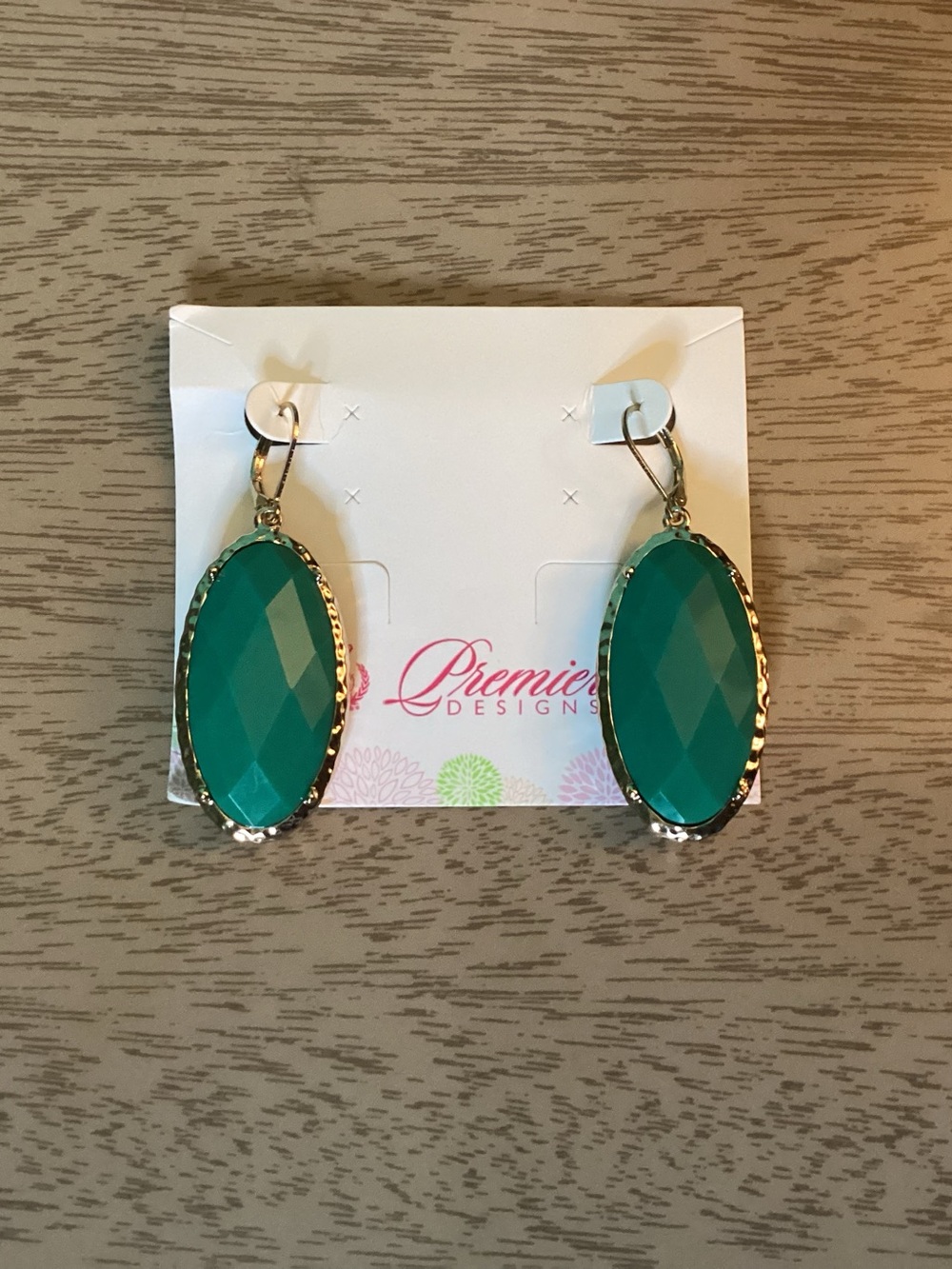 Premier Designs Cece Reversible Gold Tone Earrings Lapis Blue/Turquoise New - Picture 2 of 6